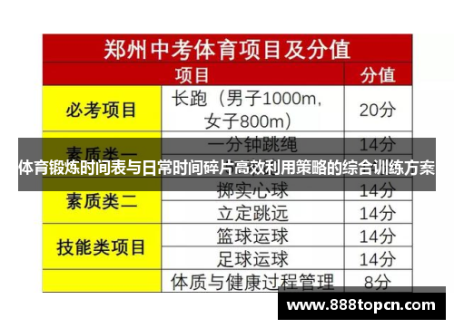 体育锻炼时间表与日常时间碎片高效利用策略的综合训练方案